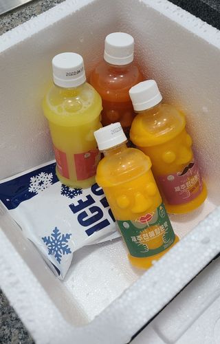 탐라원 제주의 맛, 몬딱주스 4종세트 - 한라봉몬딱주스, 천혜향몬딱주스, 청귤에이드, 당근몬딱주스 — 5점을 준 리뷰어가 2021년 8월 올린 사용 사진