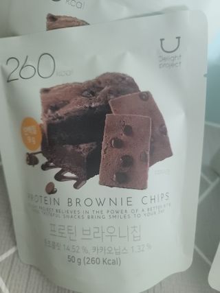 신상품) 딜라이트 프로젝트 프로틴  브라우니칩/ 카스테라칩 총 6EA — 4점을 준 리뷰어가 2022년 6월 올린 사용 사진