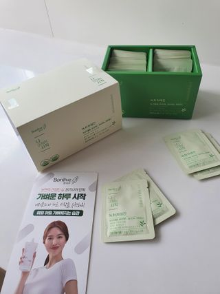 12월 15일 출시, 건강기능식품 브랜드 본리브 나 다운 시작 제품 3종 — 5점을 준 리뷰어가 2021년 2월 올린 사용 사진