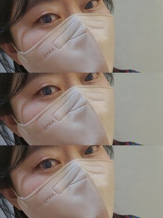 애니가드 셋업마스크 4컬러 각 10매입 [크리미베이지, 캐시미어로즈, 초콜렛브라운, 미드나잇네이비] — 5점을 준 리뷰어가 2022년 2월 올린 사용 사진