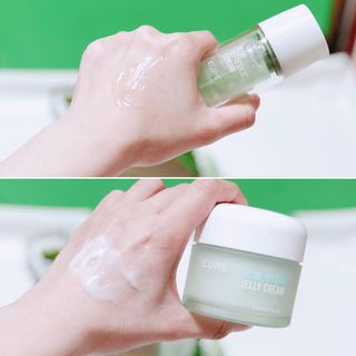 김정문알로에 큐어 큐어 알로에 리프레쉬 젤리 세럼, 큐어 알로에 하이드로 젤리 크림 — 5점을 준 리뷰어가 2021년 3월 올린 사용 사진