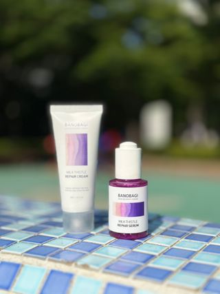 바노바기 코스메틱 바노바기 밀크 씨슬 리페어 세럼 30ml & 크림 50ml — 5점을 준 리뷰어가 2024년 6월 올린 사용 사진