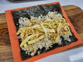 해풀잎 누구나 김밥*1ea [(혼합야채 35g *1ea,  김밥김 (5g, 5ea),  양념간장 (6g, 5ea), 참기름(5g, 2ea)] — 4점을 준 리뷰어가 2022년 7월 올린 사용 사진