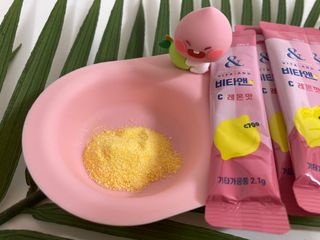 비타앤C 레몬맛, 망고맛 — 5점을 준 리뷰어가 2021년 8월 올린 사용 사진