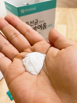 프리마인 유산균 국가지정연구소 선정, 살아있는 생유산균 200억 마리의 힘. 유산균n굿바이옴플러스 — 5점을 준 리뷰어가 2021년 10월 올린 사용 사진