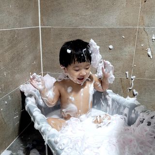여우두마리 아기 버블클렌저 버블폼 거품놀이 유아바디워시 배쓰밤 입욕제 — 5점을 준 리뷰어가 2021년 2월 올린 사용 사진