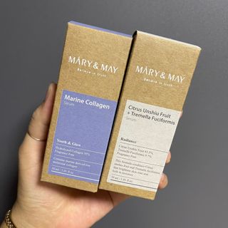 마리엔메이 히알루로닉스 세럼 ,나이아신아마이드 모과 세럼, 마린콜라겐 세럼, 청귤 흰목이버섯 추출물 세럼 — 4.5점을 준 리뷰어가 2021년 10월 올린 사용 사진