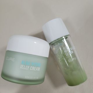 김정문알로에 큐어 큐어 알로에 리프레쉬 젤리 세럼, 큐어 알로에 하이드로 젤리 크림 — 5점을 준 리뷰어가 2021년 2월 올린 사용 사진