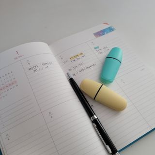 리훈 2023년 하고싶은말다이어리 (세로/정사각 중 택 1, 베이지/블루 중 택 1) — 5점을 준 리뷰어가 2023년 1월 올린 사용 사진
