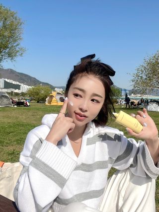 스킨큐어 산다화 유기농 레몬썬크림 — 5점을 준 리뷰어가 2022년 4월 올린 사용 사진