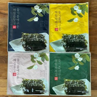 [해림맛김] 들기름에 구운 바삭바삭 김 4종 세트 + 1종 랜덤발송 총5개입 — 5점을 준 리뷰어가 2021년 2월 올린 사용 사진