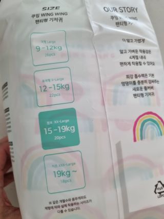 쿠잉 윙윙 풀커버 팬티기저귀 (L/XL/XXL) 1팩 — 5점을 준 리뷰어가 2023년 1월 올린 사용 사진