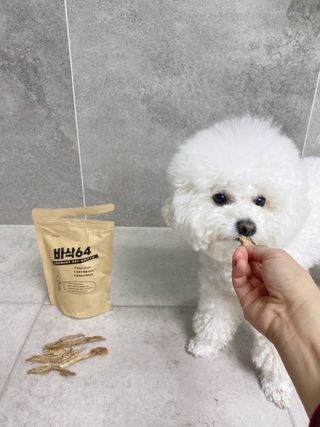 [보헤리] 국내산 강아지 육포간식 바삭 64 2종 — 5점을 준 리뷰어가 2022년 3월 올린 사용 사진
