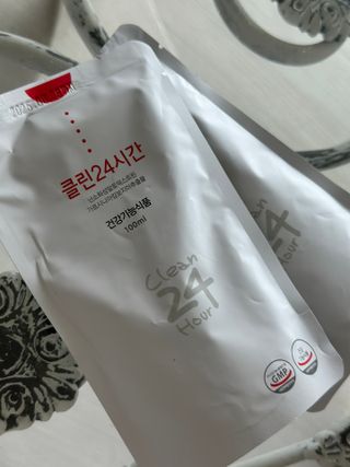 클린24시간 1BOX(5포) + 전용보틀(500ml) — 3.5점을 준 리뷰어가 2023년 8월 올린 사용 사진