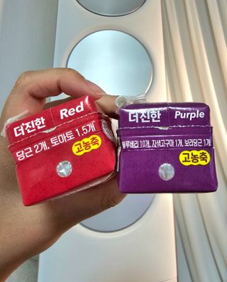 [롯데칠성] 야채듬뿍 더'진한 [롯데칠성] 야채는 이제 COLORFULL! 야채듬뿍  더 진한 레드 4개 +퍼플 4개 (총 8개) — 5점을 준 리뷰어가 2023년 6월 올린 사용 사진