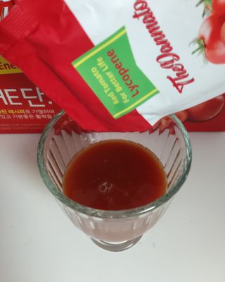 제이제이바이오 더단마토 프리미엄주스 100ml 30팩입 - 무설탕 스테비아 토마토즙 — 5점을 준 리뷰어가 2021년 11월 올린 사용 사진
