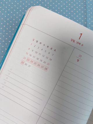 리훈 2023년 하고싶은말다이어리 (세로/정사각 중 택 1, 베이지/블루 중 택 1) — 5점을 준 리뷰어가 2023년 1월 올린 사용 사진