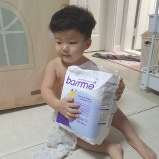 오브맘 밤 프리미엄 아기 기저귀 팬티형 밴드형 — 5점을 준 리뷰어가 2021년 1월 올린 사용 사진