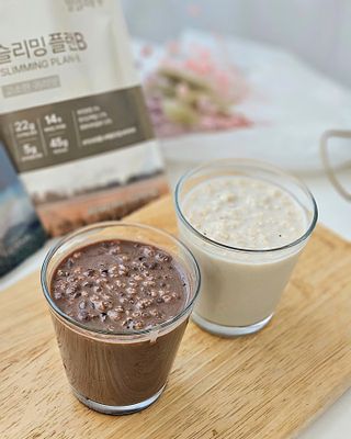 일일하우 슬리밍 플랜B 고소한 귀리맛, 진한 카카오맛 (체중조절식) — 4.5점을 준 리뷰어가 2023년 7월 올린 사용 사진