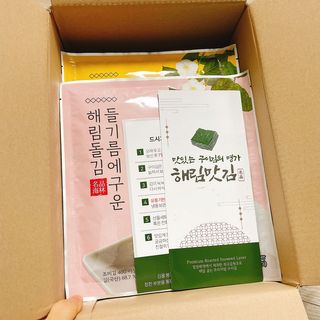 [해림맛김] 들기름에 구운 바삭바삭 김 4종 세트 + 1종 랜덤발송 총5개입 — 4.5점을 준 리뷰어가 2021년 2월 올린 사용 사진