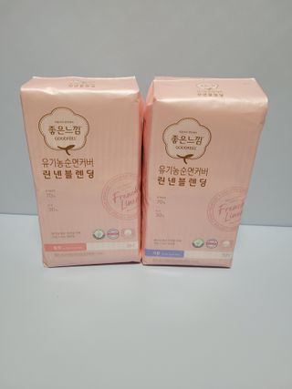 나무드 [유한킴벌리] 좋은느낌 유기농 순면 린넨블렌딩 생리대,롱라이너 중형 36매 1개 + 대형 32매 1개 — 5점을 준 리뷰어가 2021년 10월 올린 사용 사진
