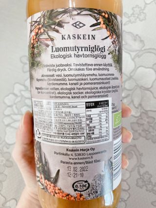 H365 [Kaskein Luomutyrniglögi] 핀란드 전통 무알콜 멀드와인 시벅톤 글로기 — 5점을 준 리뷰어가 2021년 4월 올린 사용 사진