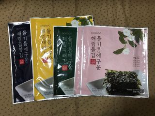 [해림맛김] 들기름에 구운 바삭바삭 김 4종 세트 + 1종 랜덤발송 총5개입 — 5점을 준 리뷰어가 2021년 2월 올린 사용 사진