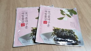 [해림맛김] 들기름에 구운 바삭바삭 김 4종 세트 + 1종 랜덤발송 총5개입 — 4.5점을 준 리뷰어가 2021년 2월 올린 사용 사진