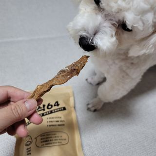 [보헤리] 국내산 강아지 육포간식 바삭 64 2종 — 5점을 준 리뷰어가 2022년 4월 올린 사용 사진