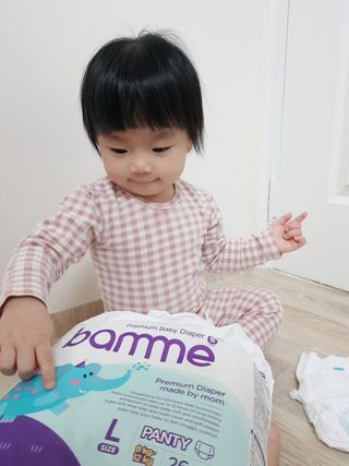 오브맘 밤 프리미엄 아기 기저귀 팬티형 밴드형 — 5점을 준 리뷰어가 2020년 12월 올린 사용 사진