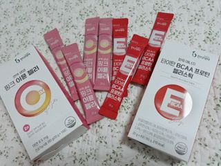 인디닥터 면역 생생 핑크 이뮨 젤리 + 타이탄 BCAA 프로틴 젤리스틱 — 3.5점을 준 리뷰어가 2022년 6월 올린 사용 사진