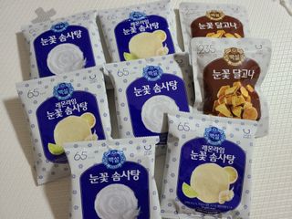 딜라이트 프로젝트  달콤한 눈꽃 간식세트( 눈꽃 솜사탕 / 레몬라임 솜사탕 / 달고나 총 7EA+스마트톡 증정) — 5점을 준 리뷰어가 2022년 5월 올린 사용 사진