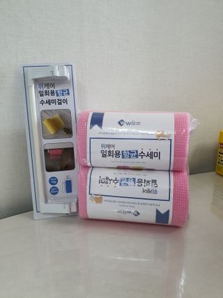 위케어 일회용 향균 수세미 50매 2롤 세트 총 100매 Pink — 5점을 준 리뷰어가 2021년 2월 올린 사용 사진