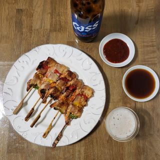 [다물꼬치] 삼겹새우롤꼬치 5개입 350g  + 데리야끼소스 120g + 매운고추소스 120g — 4점을 준 리뷰어가 2021년 10월 올린 사용 사진