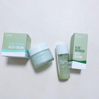김정문알로에 큐어 큐어 알로에 리프레쉬 젤리 세럼, 큐어 알로에 하이드로 젤리 크림 — 4점을 준 리뷰어가 2021년 4월 올린 사용 사진
