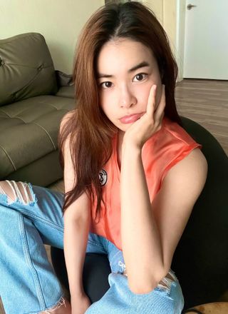 [스테이피플] SILKY SLEEVELESS LOGO TOP — 5점을 준 리뷰어가 2022년 6월 올린 사용 사진
