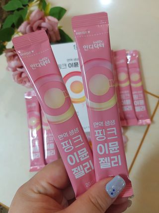 [인디닥터] 면역 생생 핑크 이뮨 젤리 — 5점을 준 리뷰어가 2022년 6월 올린 사용 사진