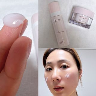 프리마인 바르기만 하면 철벽 스킨케어+24시간 마스크팩 효과. 셀라브 리제너레이팅 시스템 부스터+크림 세트 — 4.5점을 준 리뷰어가 2023년 4월 올린 사용 사진