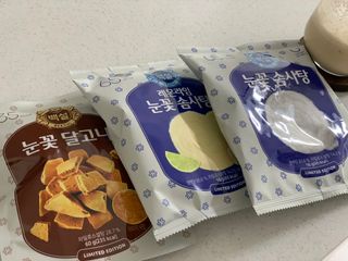 딜라이트 프로젝트  달콤한 눈꽃 간식세트( 눈꽃 솜사탕 / 레몬라임 솜사탕 / 달고나 총 7EA+스마트톡 증정) — 5점을 준 리뷰어가 2022년 4월 올린 사용 사진