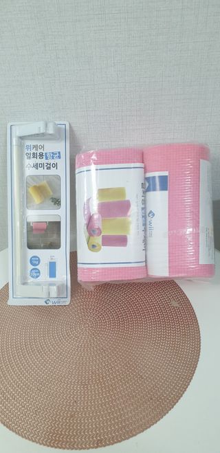 위케어 일회용 향균 수세미 50매 2롤 세트 총 100매 Pink — 4점을 준 리뷰어가 2021년 2월 올린 사용 사진