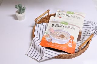 상하키친 소고기버섯 누룽지죽 / 들깨닭고기 누룽지죽 — 5점을 준 리뷰어가 2021년 10월 올린 사용 사진