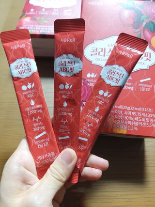 서울에프엔비 콜라스틴 3종 뷰티젤리스틱 45입 [ABC핏 15입 /  석류핏 15입 / 청스피루리나 15입] — 5점을 준 리뷰어가 2021년 9월 올린 사용 사진
