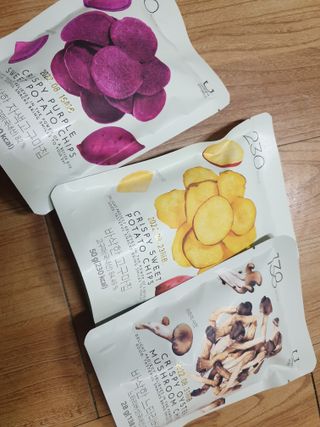 딜라이트 프로젝트 바삭한 원물칩 3종 고구마칩, 자색고구마칩, 느타리버섯칩 [총 6봉지] — 5점을 준 리뷰어가 2022년 3월 올린 사용 사진