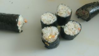 해풀잎 누구나 김밥*1ea [(혼합야채 35g *1ea,  김밥김 (5g, 5ea),  양념간장 (6g, 5ea), 참기름(5g, 2ea)] — 3점을 준 리뷰어가 2022년 7월 올린 사용 사진