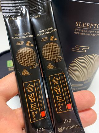 프리마인 자체 기업부설 연구소에서 찾아낸 건강한 수면의 비밀.  슬립토 플러스 30포 — 4.5점을 준 리뷰어가 2023년 4월 올린 사용 사진