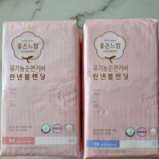 나무드 [유한킴벌리] 좋은느낌 유기농 순면 린넨블렌딩 생리대,롱라이너 중형 36매 1개 + 대형 32매 1개 — 4.5점을 준 리뷰어가 2021년 10월 올린 사용 사진