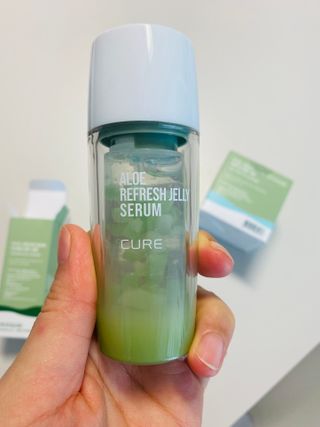 김정문알로에 큐어 큐어 알로에 리프레쉬 젤리 세럼, 큐어 알로에 하이드로 젤리 크림 — 4점을 준 리뷰어가 2021년 2월 올린 사용 사진