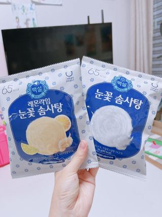 딜라이트 프로젝트  달콤한 눈꽃 간식세트( 눈꽃 솜사탕 / 레몬라임 솜사탕 / 달고나 총 7EA+스마트톡 증정) — 4.5점을 준 리뷰어가 2022년 5월 올린 사용 사진