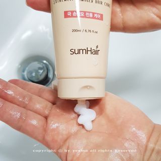 썸헤어 / SUMHAIR 썸헤어 프로틴 리치 머랭 트리트먼트 극손상모 전용 케어 — 4.5점을 준 리뷰어가 2021년 6월 올린 사용 사진