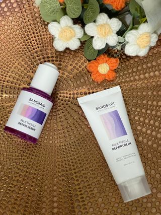 바노바기 코스메틱 바노바기 밀크 씨슬 리페어 세럼 30ml & 크림 50ml — 4점을 준 리뷰어가 2024년 4월 올린 사용 사진